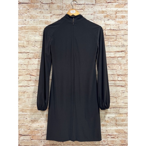 WHBM Women's Black Keyhole Mock Neck Long Sleeve Midi Dress Size 2 - Picture 8 of 8